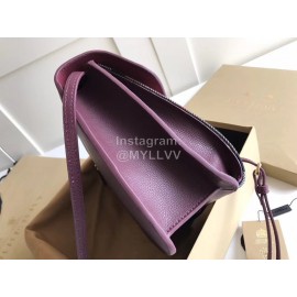 Burberry Grain Leather Checkered Messenger Bag Purple