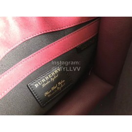 Burberry Grain Leather Checkered Messenger Bag Purple