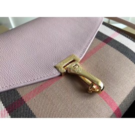 Burberry Grain Leather Checkered Messenger Bag Pink