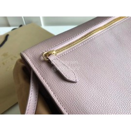 Burberry Grain Leather Checkered Messenger Bag Pink