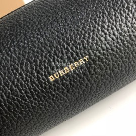 Burberry Grain Leather Checkered Messenger Bag Black