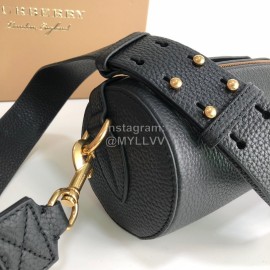 Burberry Grain Leather Checkered Messenger Bag Black