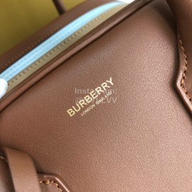 Burberry Color Matching Leather Handbag Messenger Bag Brown