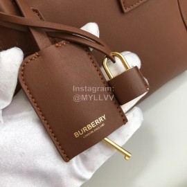 Burberry Color Matching Leather Handbag Messenger Bag Brown