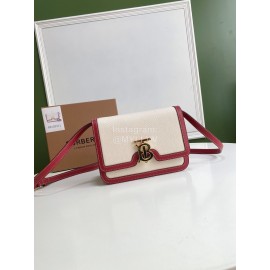 Burberry Fashion Flip Crossbody Bag For Women Rose Red