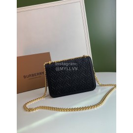 Burberry Sheepskin Buckle Gold Chain Bag Black