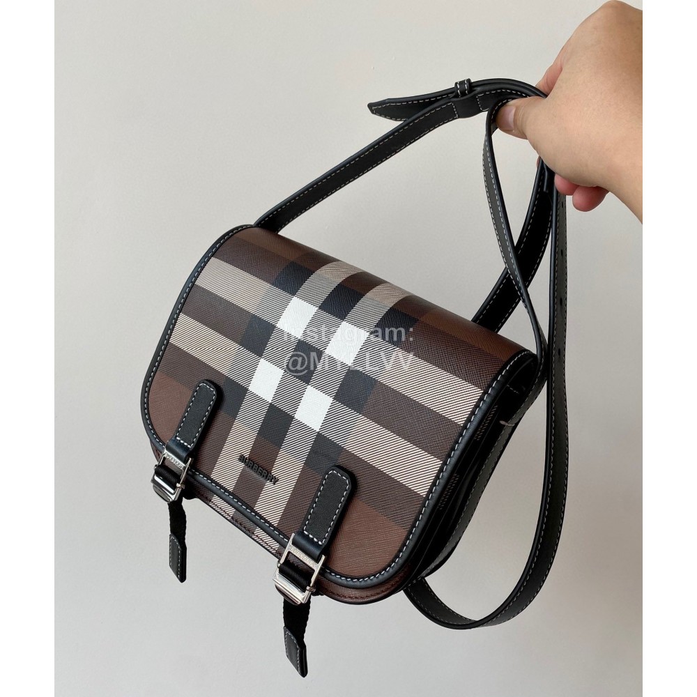 Burberry Vintage Plaid Leather Saddle Bag