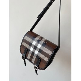 Burberry Vintage Plaid Leather Saddle Bag