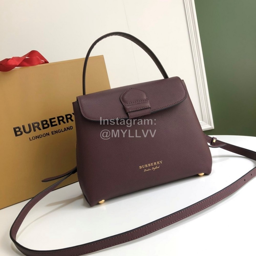 Burberry Grain Leather Handbag Messenger Bag Purple