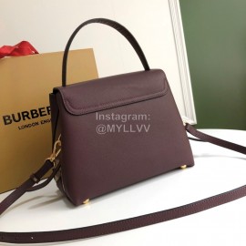 Burberry Grain Leather Handbag Messenger Bag Purple