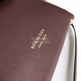 Burberry Grain Leather Handbag Messenger Bag Purple