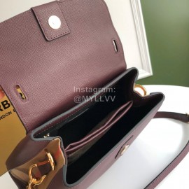 Burberry Grain Leather Handbag Messenger Bag Purple