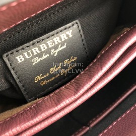 Burberry Grain Leather Handbag Messenger Bag Purple