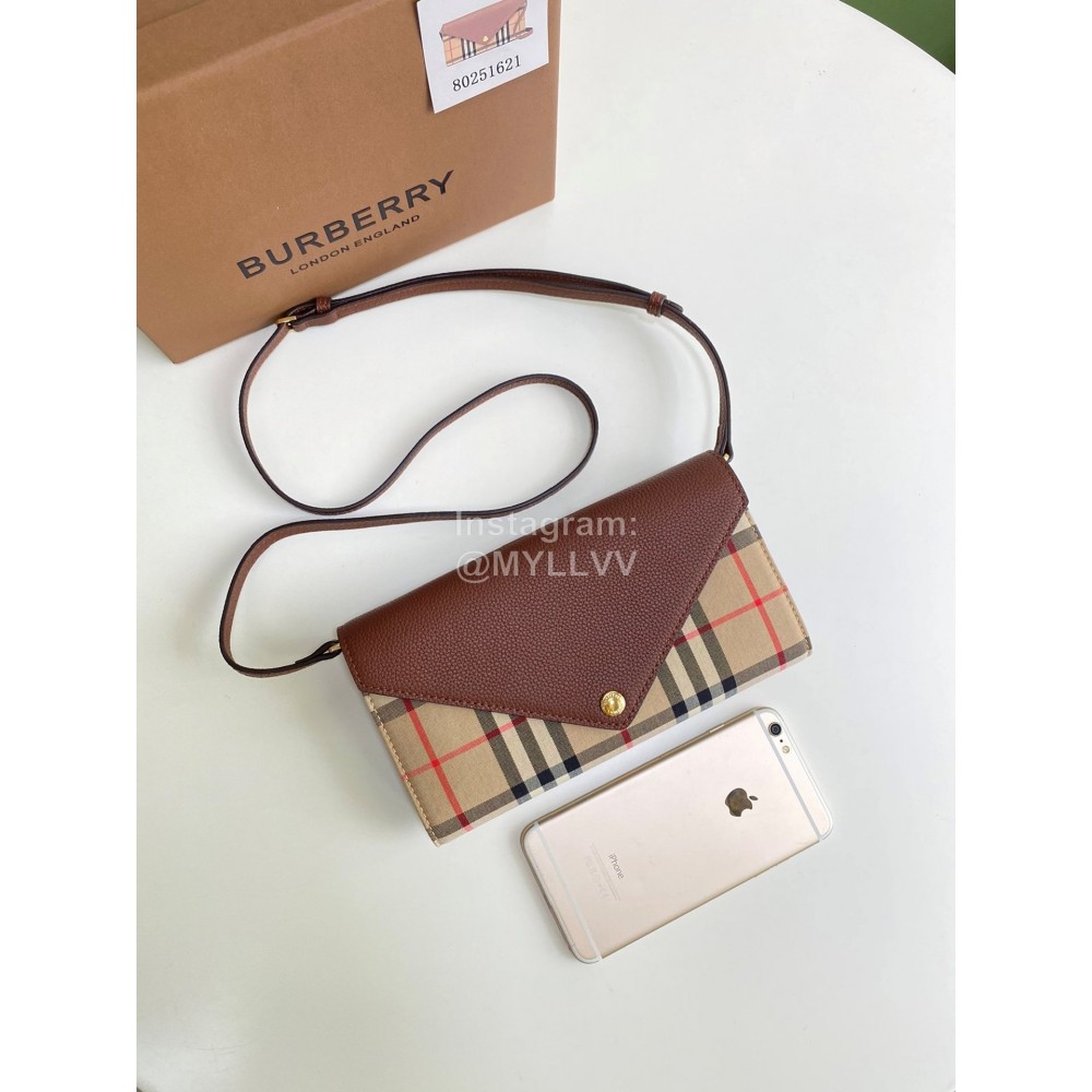 Burberry Vintage Plaid Leather Envelope Crossbody Bag