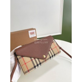 Burberry Vintage Plaid Leather Envelope Crossbody Bag