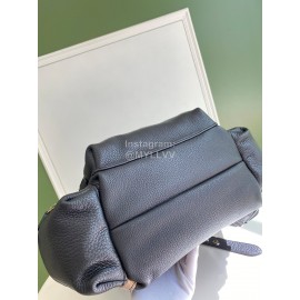 Burberry Black Leather Plaid Leisure Backpack