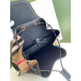 Burberry Black Leather Plaid Leisure Backpack