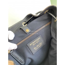Burberry Black Leather Plaid Leisure Backpack