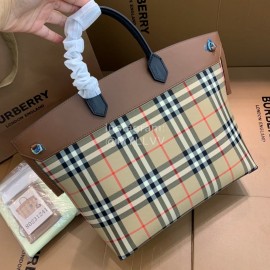 Burberry Waterproof Plaid Leather Handbag