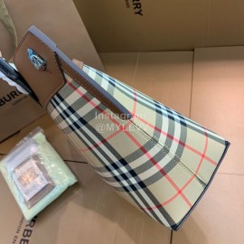 Burberry Waterproof Plaid Leather Handbag