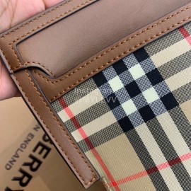 Burberry Waterproof Plaid Leather Handbag