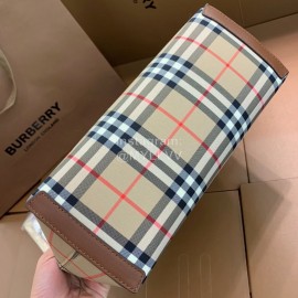 Burberry Waterproof Plaid Leather Handbag