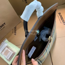 Burberry Waterproof Plaid Leather Handbag