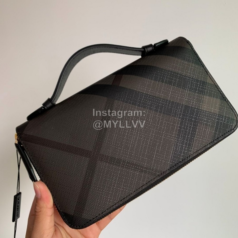 Burberry Double Zipper Handbag For Men Coffee