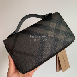 Burberry Double Zipper Handbag For Men Coffee