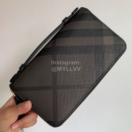 Burberry Double Zipper Handbag For Men Coffee