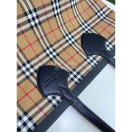 Burberry Canvas Plaid Tote Bag Brown
