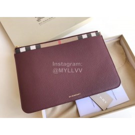 Burberry Classic Handbag For Men And Women Purplish Red