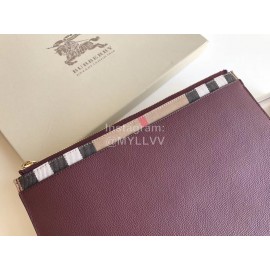 Burberry Classic Handbag For Men And Women Purplish Red