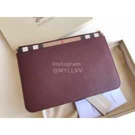 Burberry Classic Handbag For Men And Women Purplish Red