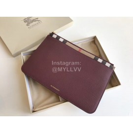 Burberry Classic Handbag For Men And Women Purplish Red