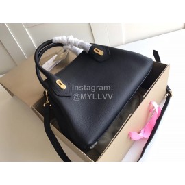 Burberry Grain Leather Fashion Satchel Handbag Black