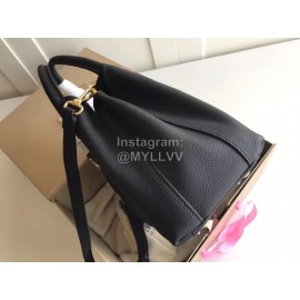 Burberry Grain Leather Fashion Satchel Handbag Black