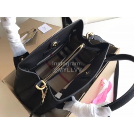 Burberry Grain Leather Fashion Satchel Handbag Black