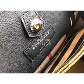 Burberry Grain Leather Fashion Satchel Handbag Black