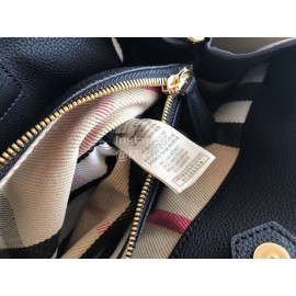 Burberry Grain Leather Fashion Satchel Handbag Black