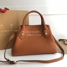Burberry Grain Leather Fashion Satchel Handbag Brown