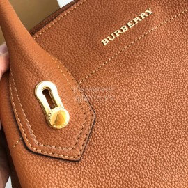 Burberry Grain Leather Fashion Satchel Handbag Brown
