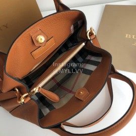 Burberry Grain Leather Fashion Satchel Handbag Brown