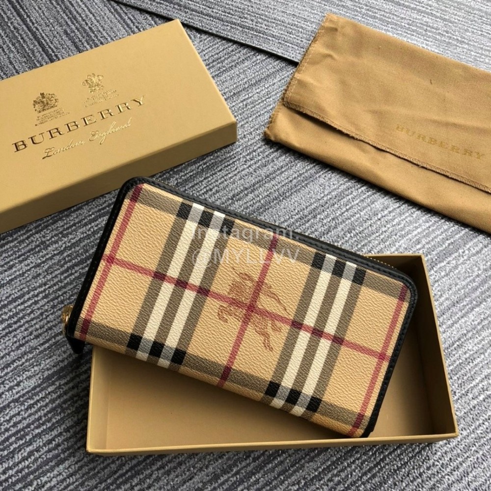 Burberry Classic Plaid Zipper Long Wallet Brown