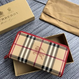 Burberry Classic Plaid Zipper Long Wallet Red