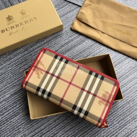 Burberry Classic Plaid Zipper Long Wallet Red