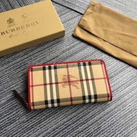 Burberry Classic Plaid Zipper Long Wallet Red