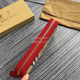 Burberry Classic Plaid Zipper Long Wallet Red