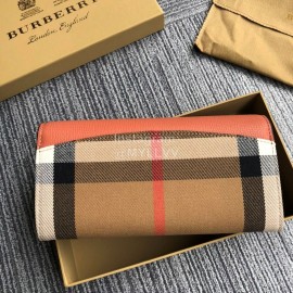 Burberry Fashion Orange Flip Long Wallet