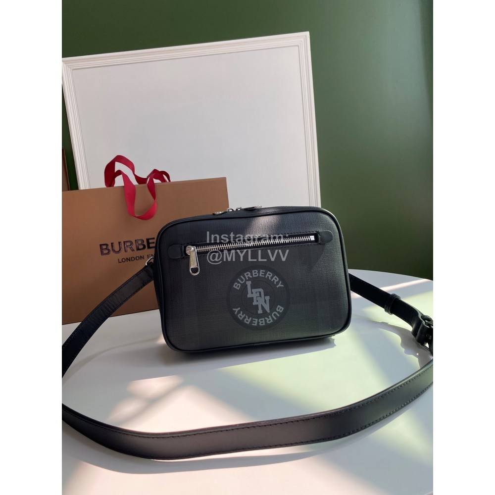 Burberry Black Printed Messenger Bag For Men